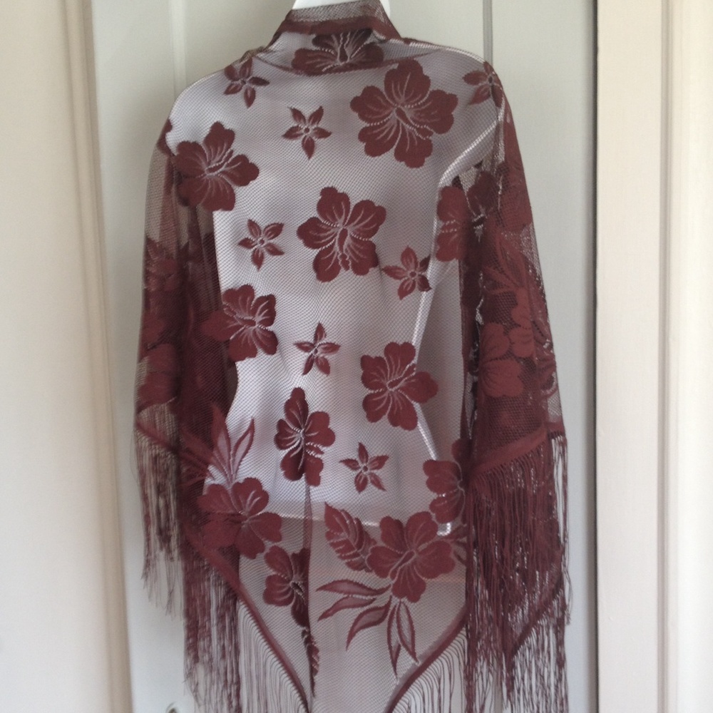 COPY - Beautiful Chocolate Brown Lace Shawl